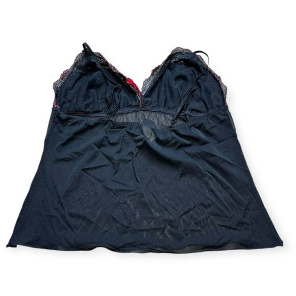 CACIQUE Women’s Black Floral Embroidered Sheer Bow Chemise Sleepwear Size 18 / 2 - Picture 2 of 4